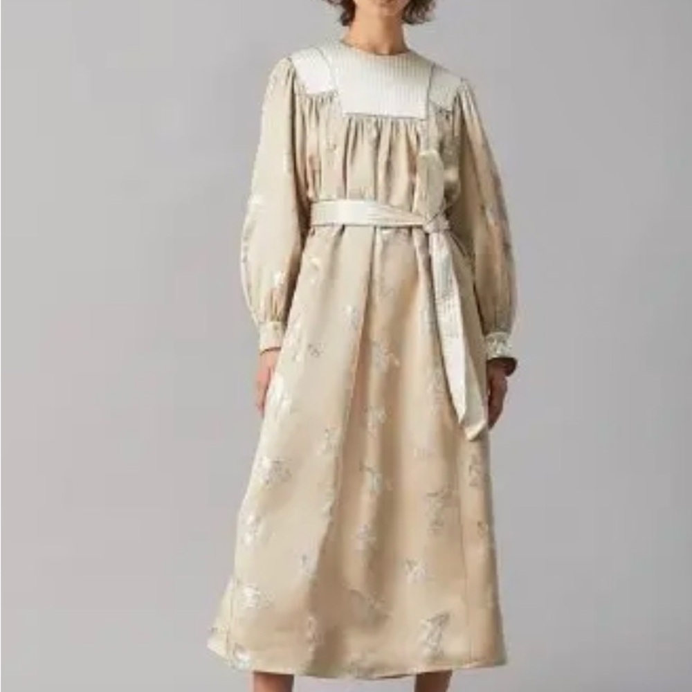 Tory Burch Mushroom Lurex Satin Gown 100% Silk $698 Retail